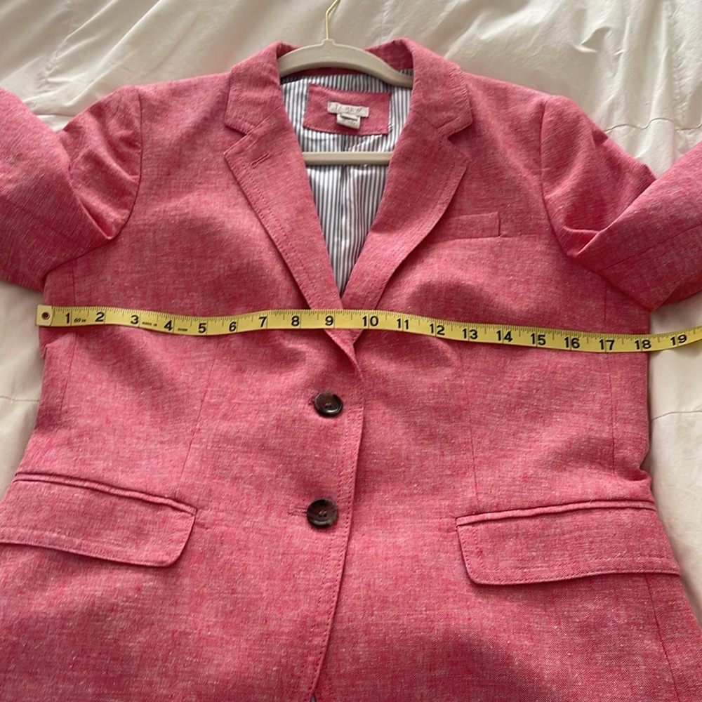 J.Crew Pink Linen Cotton Blazer Tailored Classic Fit Size 6 - Picture 15 of 16